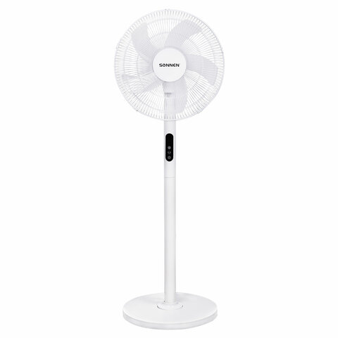 Вентилятор напольный LCD дисплей, пульт ДУ SONNEN FS40-A999, 50 Вт, 3 режима, белый, 455735