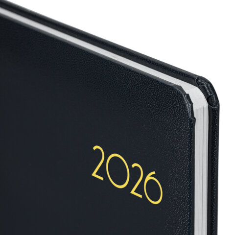Еженедельник датированный 2026, А5, 145х215 мм, BRAUBERG "Select", балакрон, черный, 117182