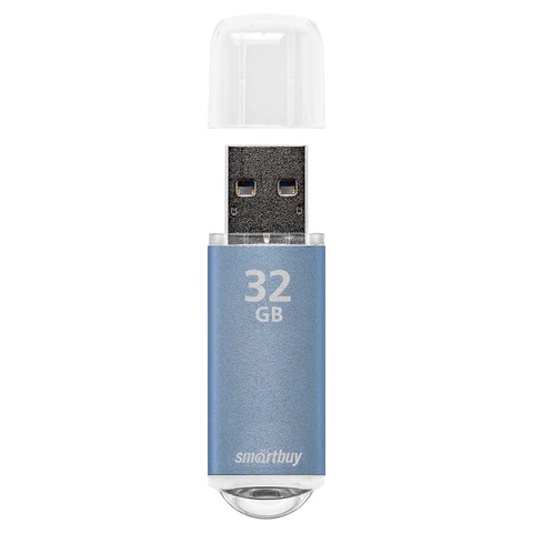 Флеш-диск 32 GB, SMARTBUY V-Cut, USB 2.0, металлический корпус, синий, SB32GBVC-B