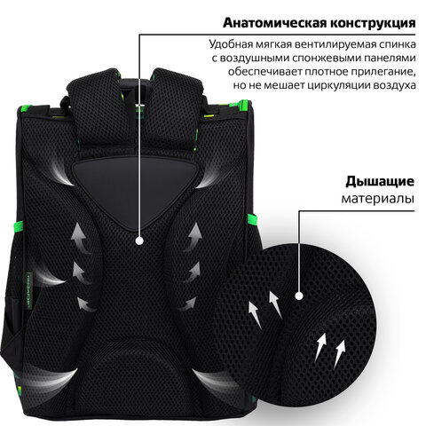 Ранец ПИФАГОР BASIC, 1 отделение, 3 кармана, эргономичная спинка, "Offline", 35х28х18 см, 273139