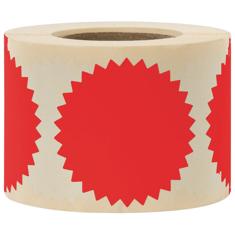 Этикетка самоклеящаяся для опечатывания документов ЗВЕЗДОЧКА красная, 52 мм, 500 шт., BRAUBERG, 111742