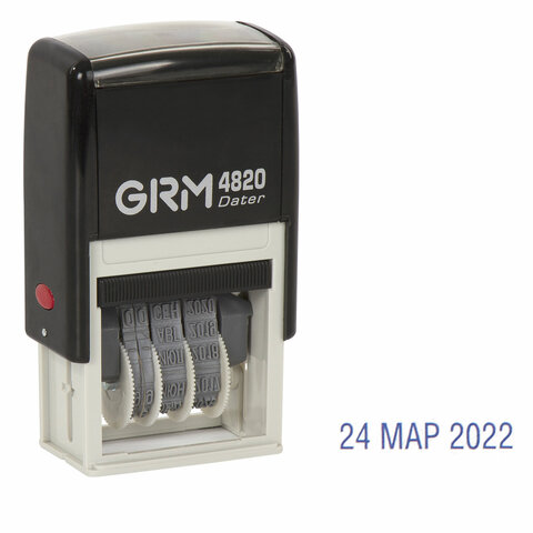 Датер-мини месяц буквами, оттиск 22х4 мм синий, GRM 4820, 124361131