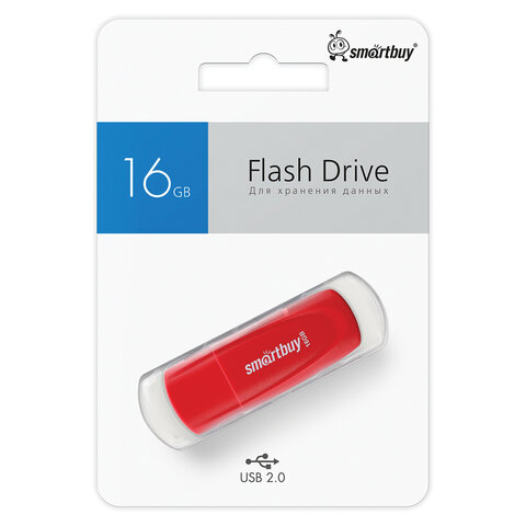 Флеш-диск 16 GB SMARTBUY Scout USB 2.0, красный, SB016GB2SCR