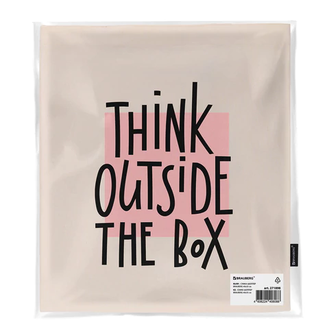 Сумка шоппер BRAUBERG, канвас, 40х35 см, бежевый, "Think outside the box", 271898