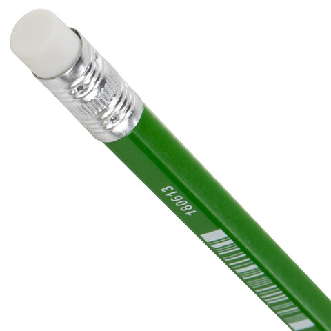 Карандаш чернографитный BRAUBERG, 1 шт., "Fluor", НВ, с ластиком, корпус неоновый ассорти, заточенный, 180613