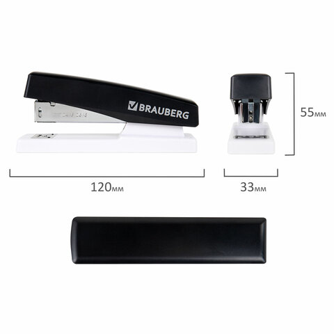 Степлер №24/6, 26/6 BRAUBERG "STYLE MAX", до 30 листов, черный, 272749