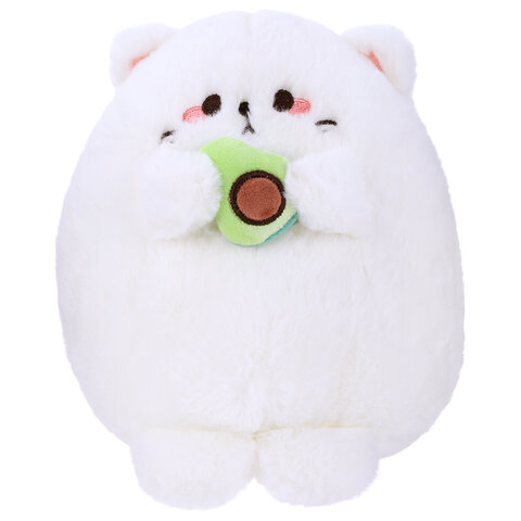 Игрушка мягкая "Котик с авокадо", 20 см, цвет белый, WOOZOO (ВУЗУ), 666781