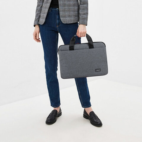 Сумка портфель HEIKKI ULTRA (ХЕЙКИ) с отд. для ноутбука 15,6", Dusky, темно-серая, 28х39х3 см, 272608
