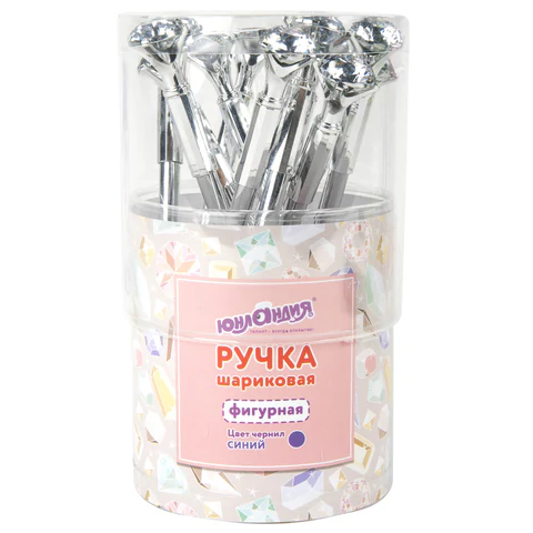 Ручка фигурная шариковая ЮНЛАНДИЯ "Кристалл", корпус ассорти, СИНЯЯ, пишущий узел 0,7 мм, 143788