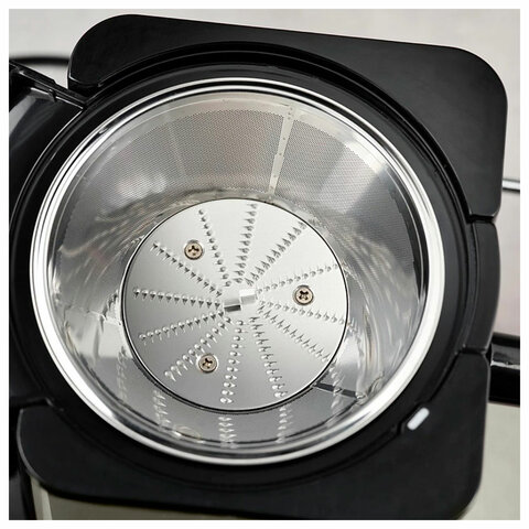 Соковыжималка SCARLETT SC-JE50S53, 1000 Вт, стакан 0,6 л, емкость жмыха 1 л, пластик, сталь/черный