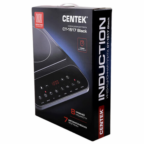 Настольная индукционная плита CENTEK CT-1517, 2000 Вт, 7 программ, электронное управление, черная, CT-1517 Black
