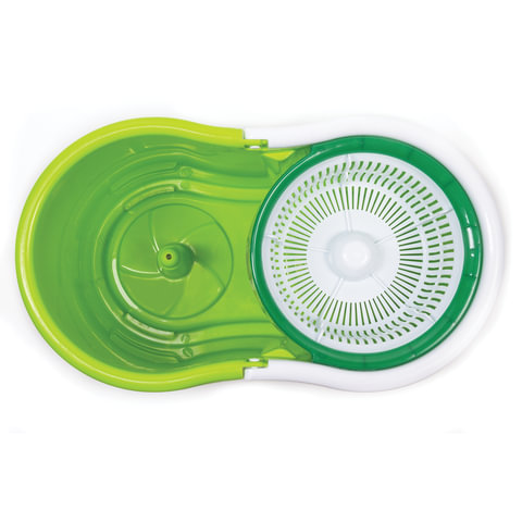 Швабра с отжимом и ведром 7л/5л, отжим центрифуга / рукоятка, 2 круглые насадки, крепление кольцо, синий, LAIMA 603624