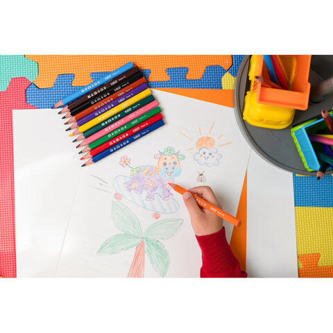 Карандаши цветные утолщенные BIC "Kids Evolution Triangle", 12 цветов, трехгранные, грифель 4 мм, 8297356, 82973511