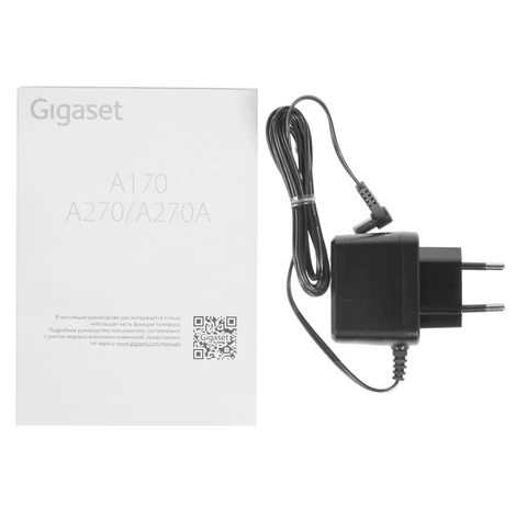 Радиотелефон GIGASET A170, память 50 номеров, АОН, повтор, часы, черный, S30852-H2802-M2