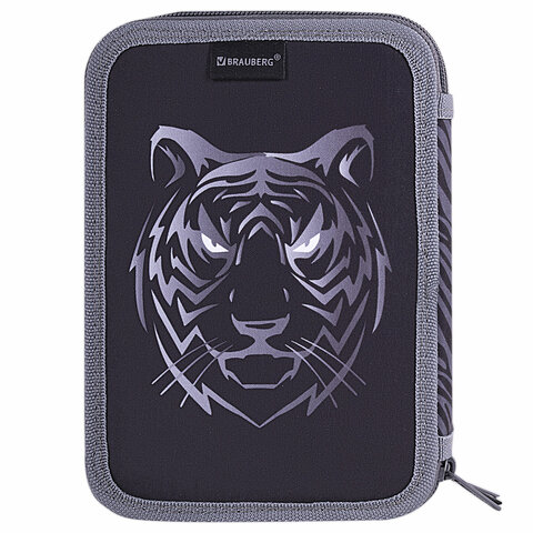 Пенал BRAUBERG, 3 отделения, полиэстер, 21х14 см, "Tiger", 271551