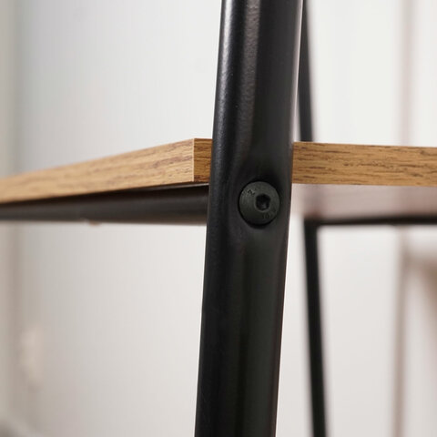 Стеллаж на металлокаркасе "Скандинавия-14", 450х385х1470 мм, 4 полки ЛДСП, черный/дуб, CТCП14 Ч