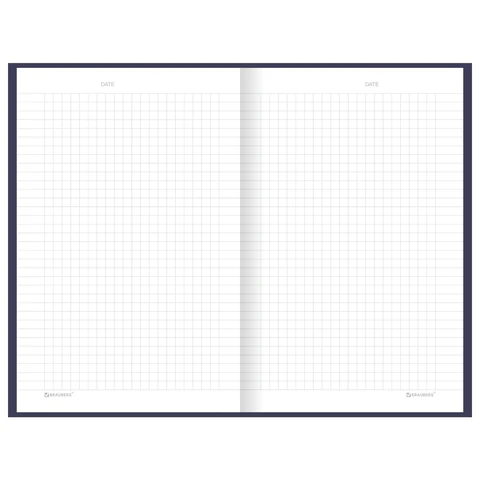 Блокнот А5 134х206 мм, 80 л., твёрдый, клетка, BRAUBERG "Minimal", синий, 116439