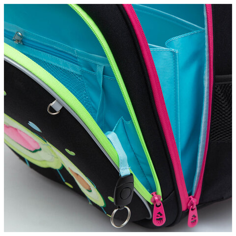 Ранец GRIZZLY анатомическая спинка, c брелоком, для девочек, "AVOCADO LOVE", 36х28х20 см, RAz-286-11/1