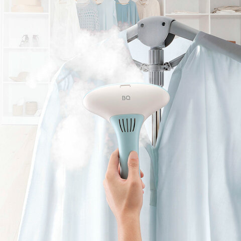 Отпариватель BQ (БИ-КЬЮ) SG5005S, 1800 Вт, пар 35 г/мин, резервуар 1,5 л, 1 режим, 1 насадка, белый/синий, 86195622