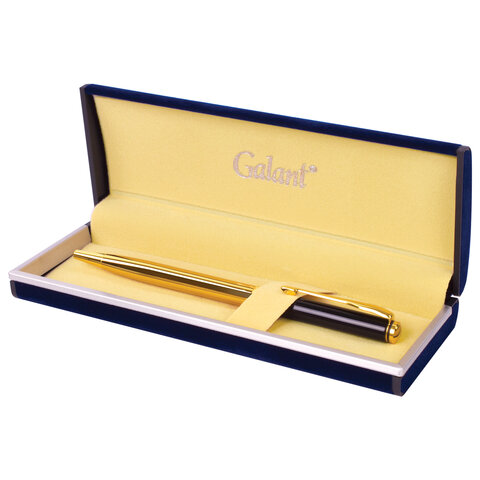 Ручка подарочная шариковая GALANT "ARROW GOLD", корпус черный/золотистый, детали золотистые, узел 0,7 мм, синяя, 143523