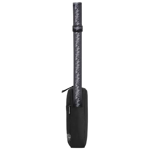 Сумка на плечо BRAUBERG COMPACT с карманом, черная с принтом, 23х17х5 см, 271686