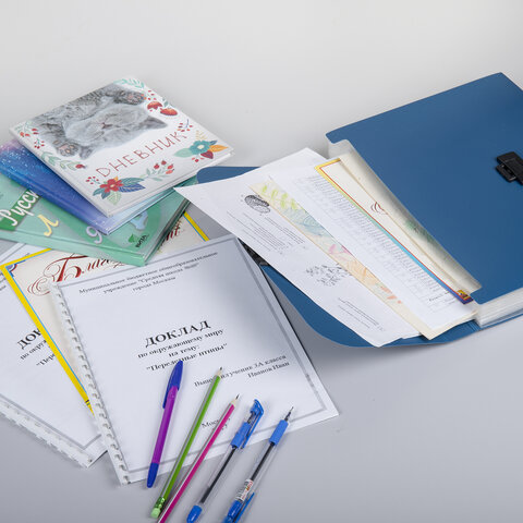 Портфель пластиковый STAFF А4 (330х235х36 мм), 7 отделений, индексные ярлыки, синий, 229242