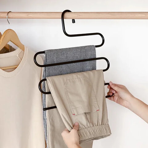 Вешалка для брюк и одежды "ЗМЕЙКА", КОМПЛЕКТ 2 шт., 5 секций, размер 34х36 см, белые, BRABIX, 608466