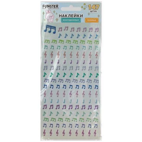 Наклейки гелевые "Яркое ассорти", 17,5х9 см, ассорти 8 видов, FUNSTER (ФАНСТЕР), 666101