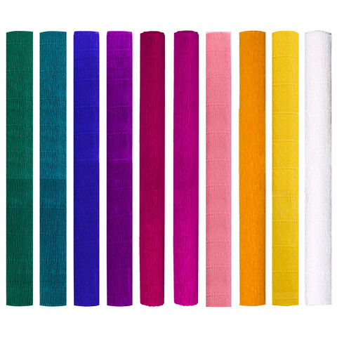 Бумага гофрированная/креповая, 110 г/м2, 50х250 см, НАБОР 10 рулонов, интенсив, ОСТРОВ СОКРОВИЩ, 112555