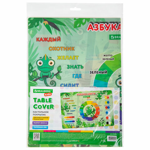 Настольное покрытие BRAUBERG KIDS для труда и творческих занятий, ПВХ, "Color map", 50х35 см, 272360