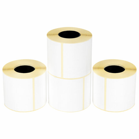 Этикетка термотрансферная ПОЛУГЛЯНЕЦ (75х120 мм), 300 этикеток в ролике, КОМПЛЕКТ 4 шт., 880966