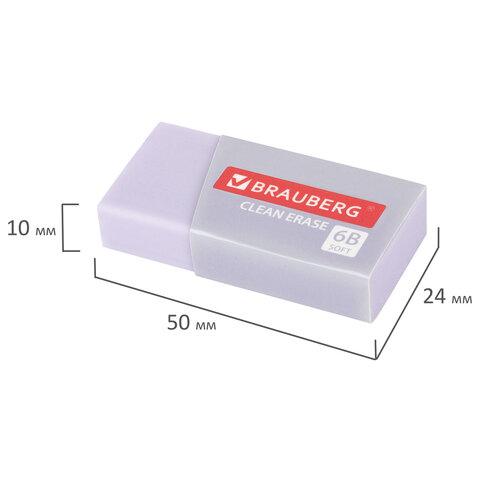 Ластик BRAUBERG "PASTEL MATTE", 50х24х10 мм, прямоугольный, картонный держатель, экологичный ПВХ, ассорти, 272729