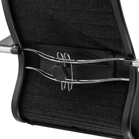 Кресло офисное МЕТТА "К-27" хром, ткань, сиденье и спинка мягкие, черное