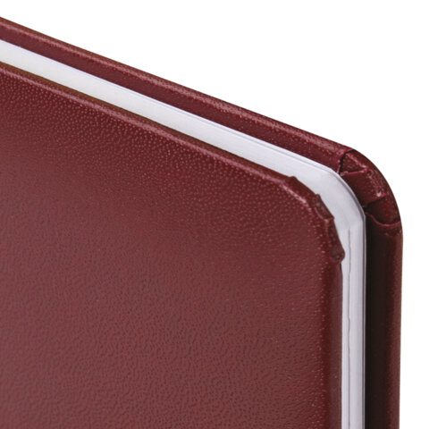 Еженедельник датированный 2026, МАЛЫЙ ФОРМАТ 95х155 мм, А6, BRAUBERG "Select", балакрон, бордо, 117194