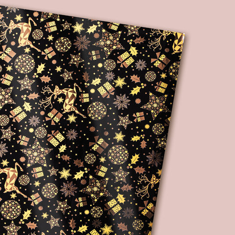 Бумага упаковочная подарочная С ЭФФЕКТАМИ новогодняя НАБОР 3 шт., "Xmas Pattern" 70х100 см, ЗОЛОТАЯ СКАЗКА, 591935
