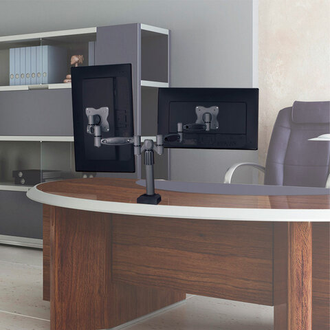 Кронштейн для 2 мониторов настольный KROMAX OFFICE-3, VESA 75/100, 15"-34", до 2х6 кг, 7 степеней свободы, 20032