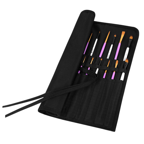 Пенал-скрутка органайзер для кистей и инструментов, 24 ячейки, черный, BRAUBERG ART DEBUT, 272993