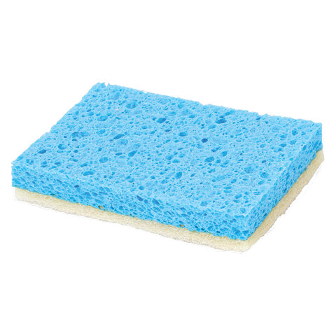 Губки для посуды 110х70х20 мм, ЦЕЛЛЮЛОЗНЫЕ + АБРАЗИВ, КОМПЛЕКТ 5 штук, синий/белый абразив, LAIMA, 700260
