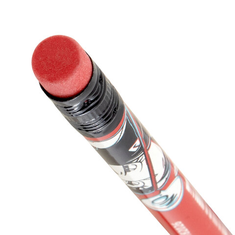 Карандаш чернографитный с принтом BRAUBERG "RED ANIME", 1 шт., HB, с ластиком, корпус ассорти, 182026