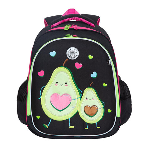 Ранец GRIZZLY анатомическая спинка, c брелоком, для девочек, "AVOCADO LOVE", 36х28х20 см, RAz-286-11/1
