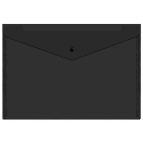 Папка-конверт с кнопкой прозрачная А4, BRAUBERG "UNIVERSAL", до 100 листов, черная, 0,15 мм, 273072