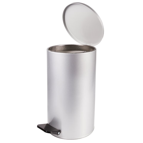 Ведро мусорное с педалью 20 литров, УСИЛЕННОЕ, серое, оцинкованная сталь, ТИТАН