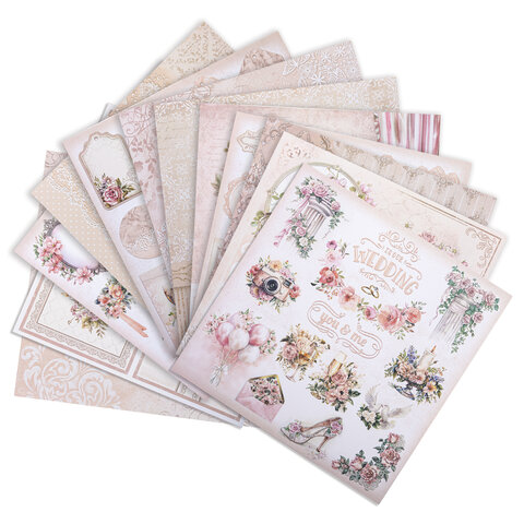 Бумага для скрапбукинга 30х30 см "Свадебный", двусторонняя, 12 листов, 180 г/м2, ОСТРОВ СОКРОВИЩ, 665435