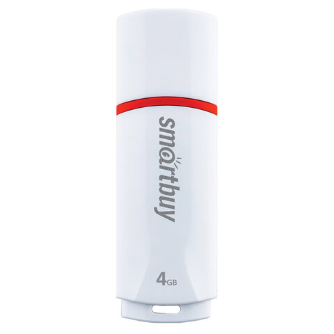 Флеш-диск 4 GB, SMARTBUY Crown, USB 2.0, белый, SB4GBCRW-W