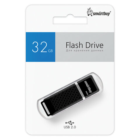Флеш-диск 64 GB SMARTBUY Quartz USB 2.0, черный, SB64GBQZ-K