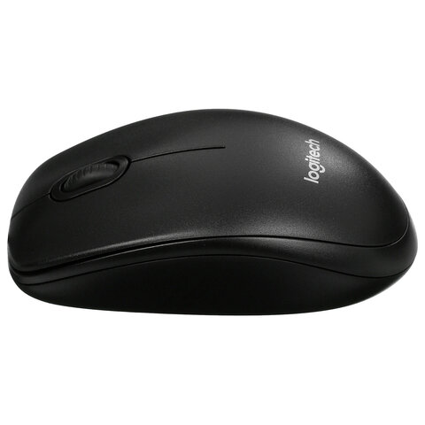 Мышь проводная LOGITECH B100, USB, 2 кнопки + 1 колесо-кнопка, оптическая, черная, 910-003357