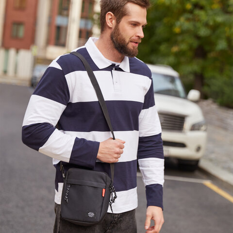 Сумка на плечо BRAUBERG COMPACT, два кармана, черная, 22х17х6 см, 271687