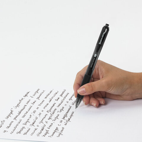 Ручка гелевая автоматическая с грипом BRAUBERG "OFFICE STYLE", ЧЕРНАЯ, линия 0,4 мм, 144123