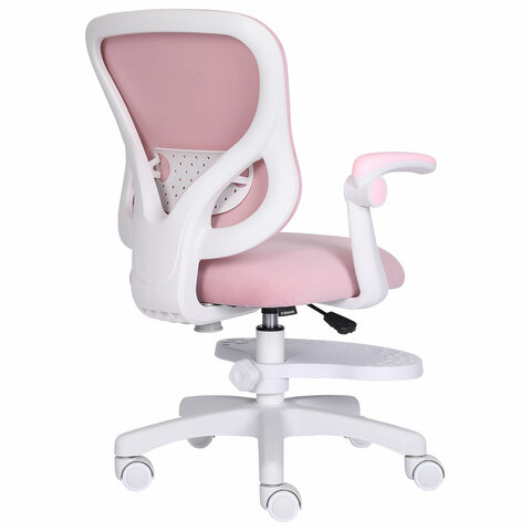 Кресло детское с подставкой для ног BRABIX "Sky MG-206", велюр, розовое, 533154