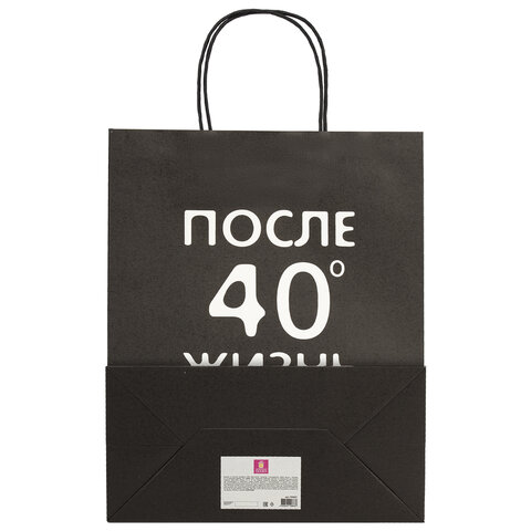Пакет подарочный (1 штука) 26х13х32 см (L) "Man Funny Notes", ассорти, крафт, ЗОЛОТАЯ СКАЗКА, 700823